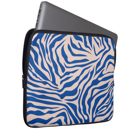 Zebra Print Blue Zebra Stripes Animal Print Laptopschutzhülle (Vorne Rechts)