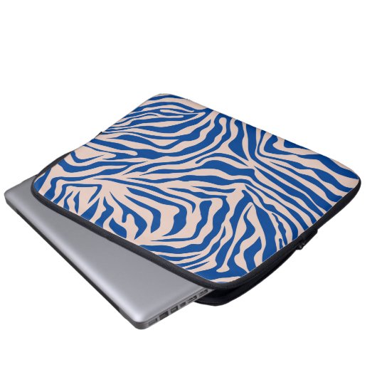 Zebra Print Blue Zebra Stripes Animal Print Laptopschutzhülle (Vorne Knopf)