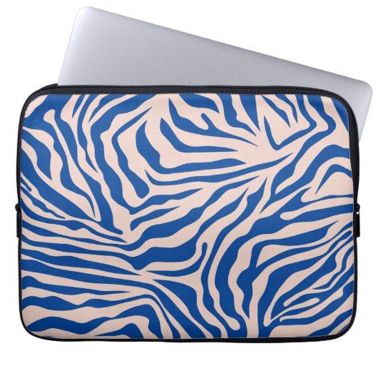 Zebra Print Blue Zebra Stripes Animal Print Laptopschutzhülle (Vorderseite)