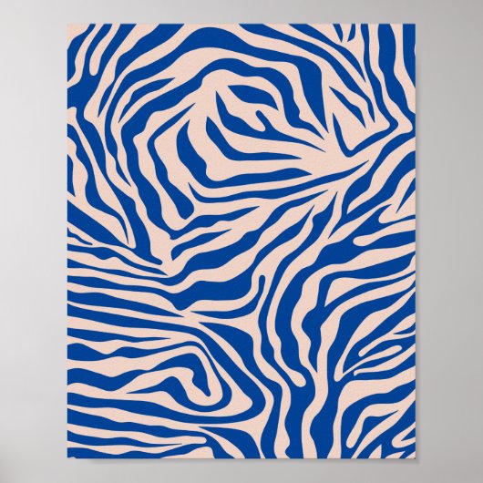 Zebra Print Blue Zebra Stripes Animal Print Poster (Vorne)