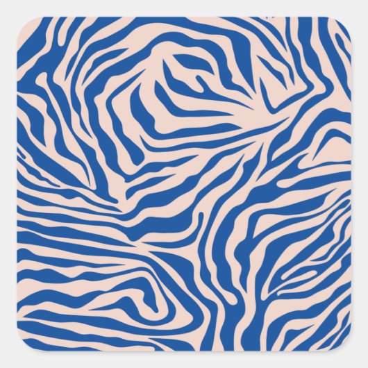Zebra Print Blue Zebra Stripes Animal Print Quadratischer Aufkleber (Vorderseite)
