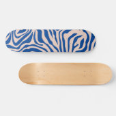 Zebra Print Blue Zebra Stripes Animal Print Skateboard (Horizontal)
