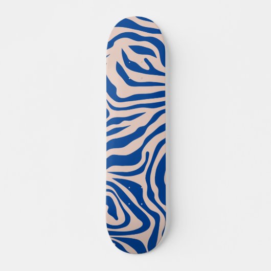 Zebra Print Blue Zebra Stripes Animal Print Skateboard (Vorne)