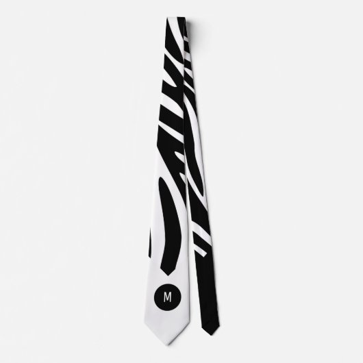 Zebra Print Bold Strips mit weißer Monogramm Krawatte (Vorderseite)