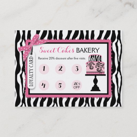 Zebra Print Cake Bakery Business Loyalty Card Treuekarte (Vorderseite)