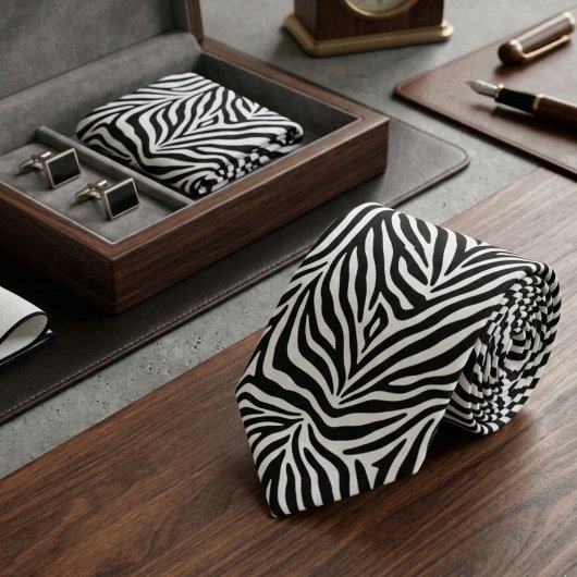 Zebra Print Classic Black & White Krawatte