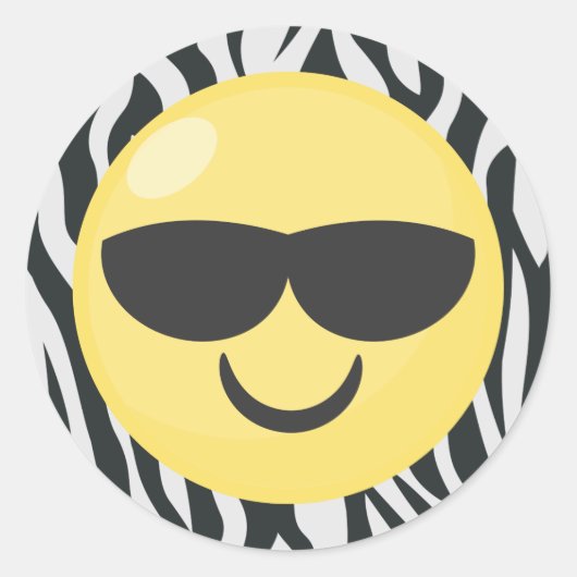Zebra Print Cool Emoji Stickers (Vorderseite)