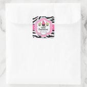 Zebra Print Cupcake Bakery Business Quadratischer Aufkleber (Tasche)