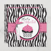 Zebra Print & Cupcake Geburtstag Einladung (Vorne/Hinten)