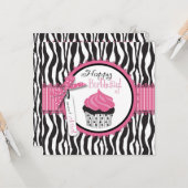 Zebra Print & Cupcake Geburtstag Karte (Vorderseite/Rückseite Beispiel)