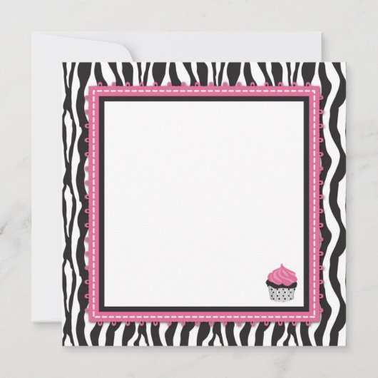 Zebra Print & Cupcake Geburtstag Karte (Rückseite)