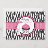 Zebra Print & Cupcake Geburtstag Karte (Vorderseite)
