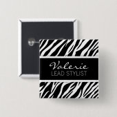 Zebra Print (Custom Hair Salon Name Abzeichen Butt Button (Vorne & Hinten)