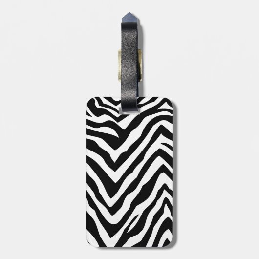 Zebra Print Custom Monogram Gepäckanhänger (Rückseite vertikal)