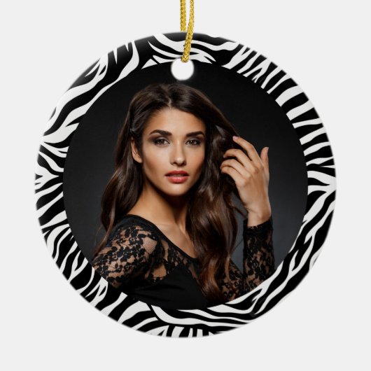 Zebra Print Custom Photo Ornament (Vorne)