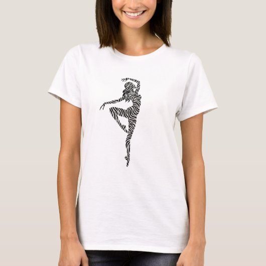 Zebra Print Dancer Girl Dance Ballerina Black Whit T-Shirt (Vorderseite)