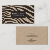 Zebra Print Designer Stylist KRAFT Business Cards Visitenkarte (Vorne/Hinten)