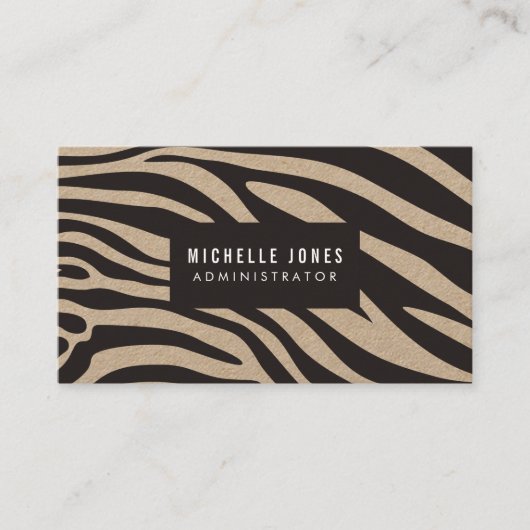 Zebra Print Designer Stylist KRAFT Business Cards Visitenkarte (Vorderseite)