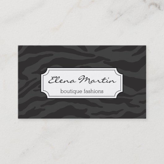 Zebra Print | Dunkelgrau Visitenkarte (Vorderseite)