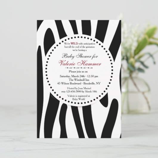 Zebra Print Einladung (Stehend Vorderseite)