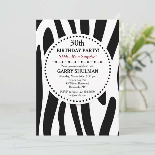 Zebra Print Einladung (Stehend Vorderseite)