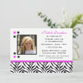 Zebra Print: Einladungen zur Geburtstagspartei (Stehend Vorderseite)