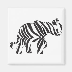 Zebra Print Elephant Magnet