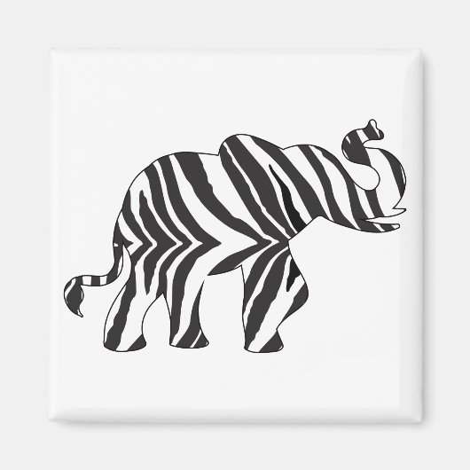 Zebra Print Elephant Magnet (Vorne)