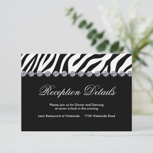 Zebra Print Empfang Cards Begleitkarte (Stehend Vorderseite)