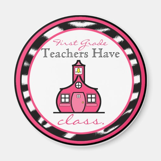 Zebra Print First Grade Teacher Magnet (Vorne)
