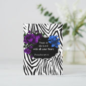 Zebra Print Floral Design Postcard Sprichwörter 3: Postkarte (Stehend Vorderseite)