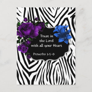 Zebra Print Floral Design Postcard Sprichwörter 3: Postkarte