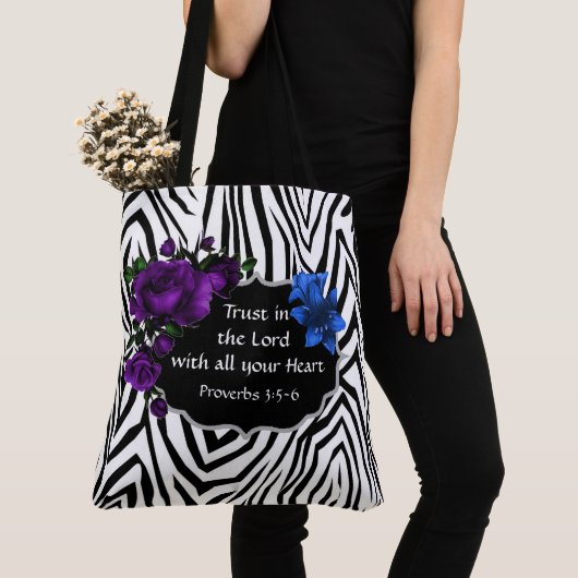 Zebra Print Floral Design Tasche Proverbs 3:5-6 (Von Nahem)