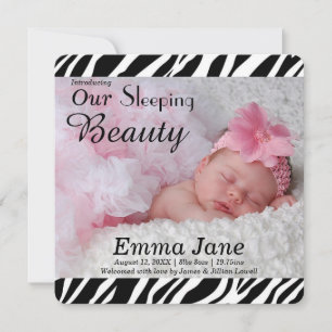 Zebra Print Foto Birth Ankündigung