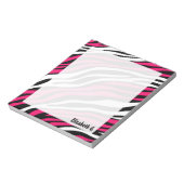 Zebra Print Fuchsia Mix Personalisiert Notepad Notizblock (Rotiert)