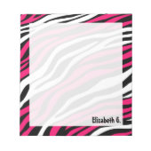 Zebra Print Fuchsia Mix Personalisiert Notepad Notizblock (Vorderseite)