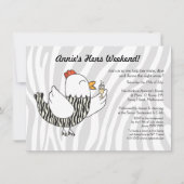 Zebra Print Funny Hen - Hens Party Bachelorette Einladung (Vorderseite)