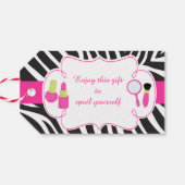 Zebra Print Geburtstag Pamper Party Geschenkanhänger (Rückseite Horizontal)