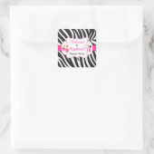 Zebra Print Geburtstag Pamper Party Quadratischer Aufkleber (Tasche)