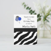 Zebra Print Geburtstagseinladung Einladung (Stehend Vorderseite)
