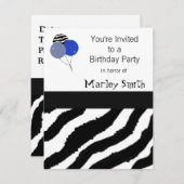 Zebra Print Geburtstagseinladung Einladung (Vorne/Hinten)