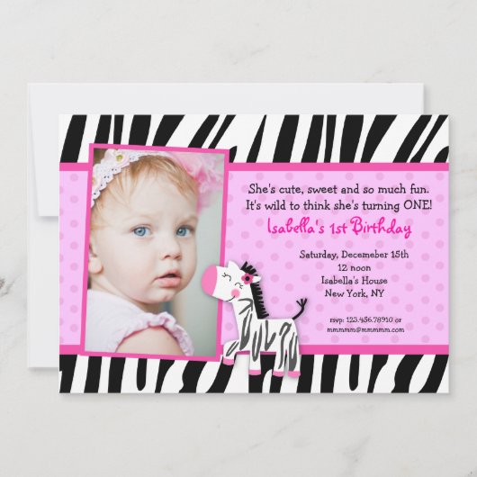 Zebra Print Geburtstagsparty Einladungen (Vorderseite)