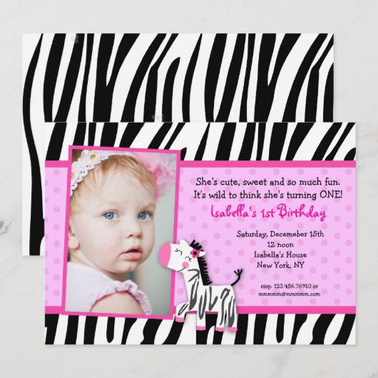 Zebra Print Geburtstagsparty Einladungen (Vorne/Hinten)