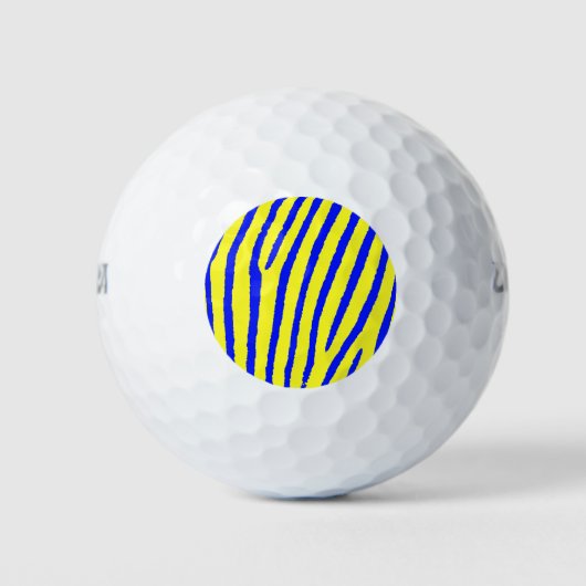 Zebra Print (Gelb & Blau) Golfball (Vorderseite)