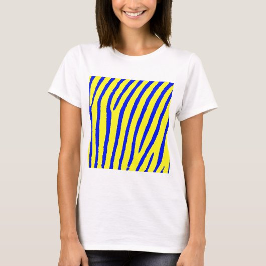 Zebra Print (Gelb & Blau) T-Shirt (Vorderseite)