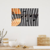 Zebra Print Gitarre mit Anmerkungen Poster (Küche)