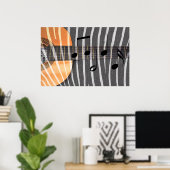 Zebra Print Gitarre mit Anmerkungen Poster (Heimbüro)