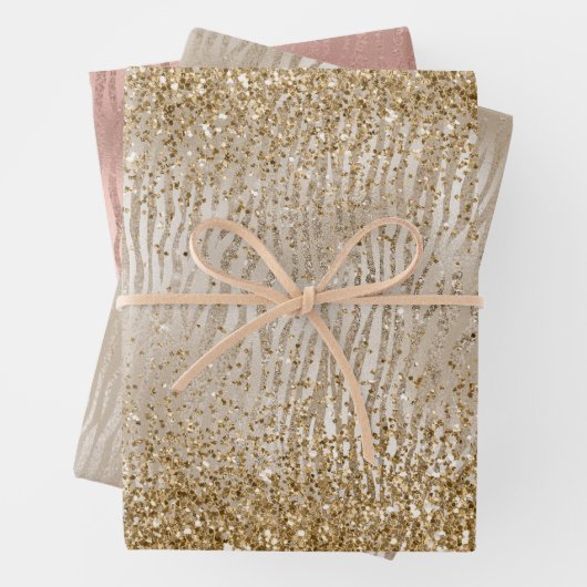 Zebra Print Glam Gold Geschenkpapier Set (Beispiel)