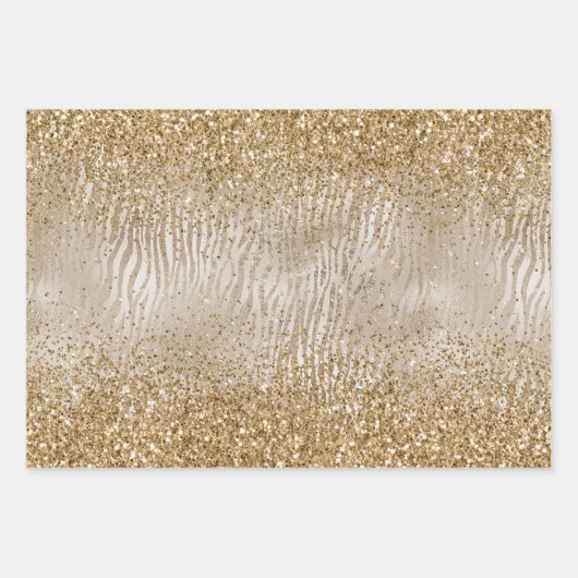 Zebra Print Glam Gold Geschenkpapier Set (Vorderseite)