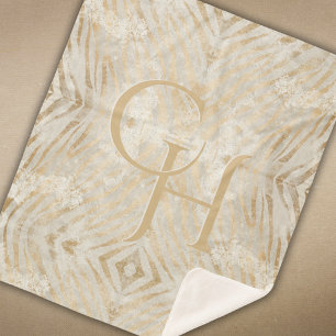 Zebra Print Glam Gold Mit Monogramm Modern Sherpadecke